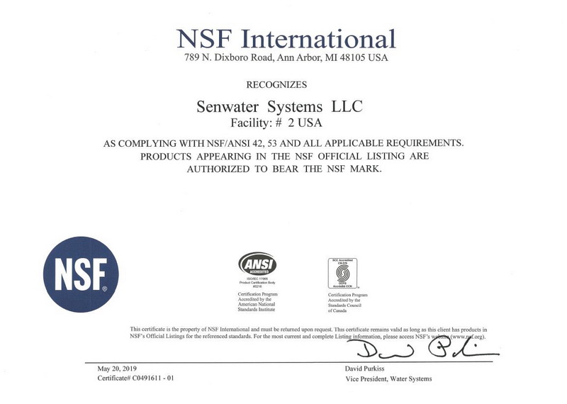 森乐QCS系列直饮机通过NSF42&NSF53专业认证插图 美国森乐#2工厂通过NSF认证